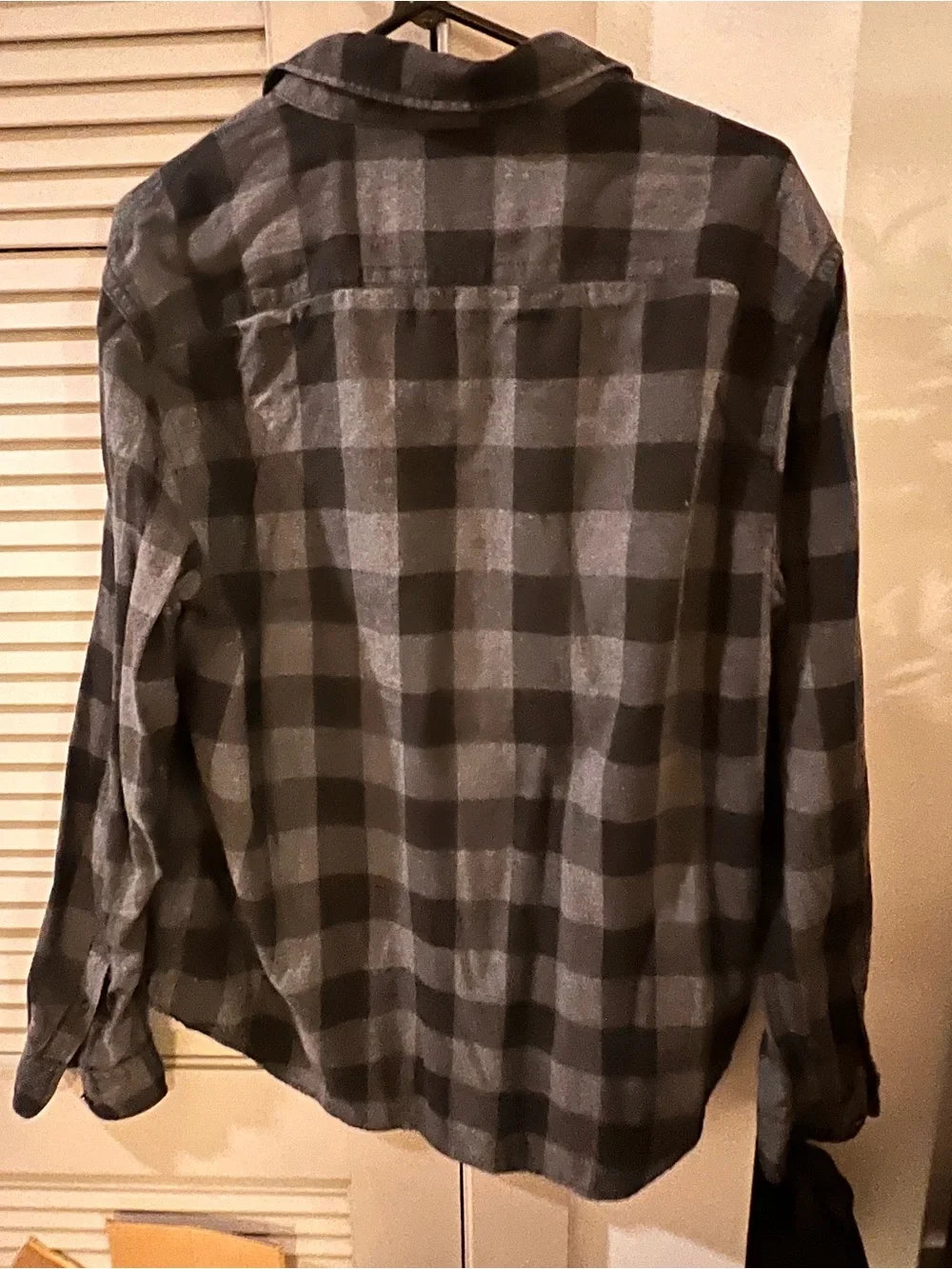 American Eagle Men's Plaid Button-Up Jacket Coat - Gray/Black Large